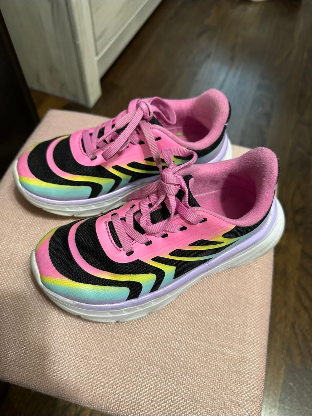 The Children's Place Pink Rainbow Trim Kids Sneakers